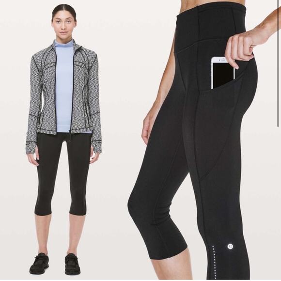 Lululemon Fast Free High-Rise Legging 19" Size 4 black crop running reflective - Picture 11 of 11